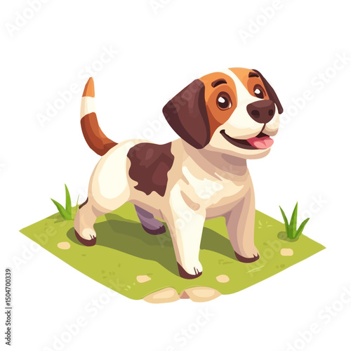 Farm Dog, 2D isometric flat cartoon vector illustration isolated on white background.