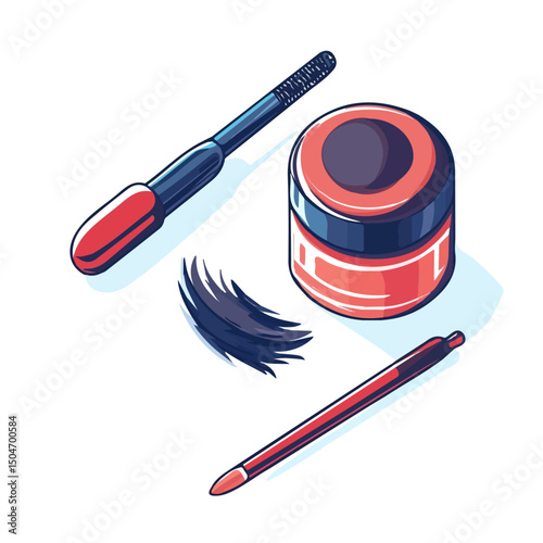 Eyebrow Gel, flat 2D isometric cartoon vector image isolated on white background.