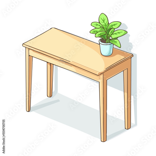 Console Table, 2D isometric flat cartoon vector illustration isolated on white background.