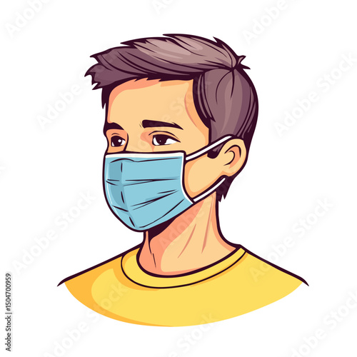 Face Mask, vector graphic, 2D flat isometric cartoon illustration on white background.

