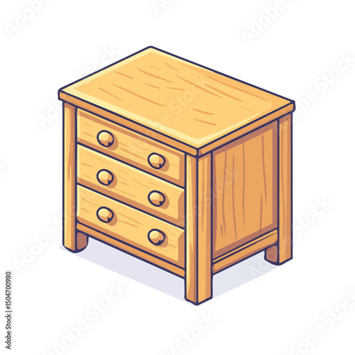 Dresser, 2D isometric flat cartoon vector illustration isolated on white background.