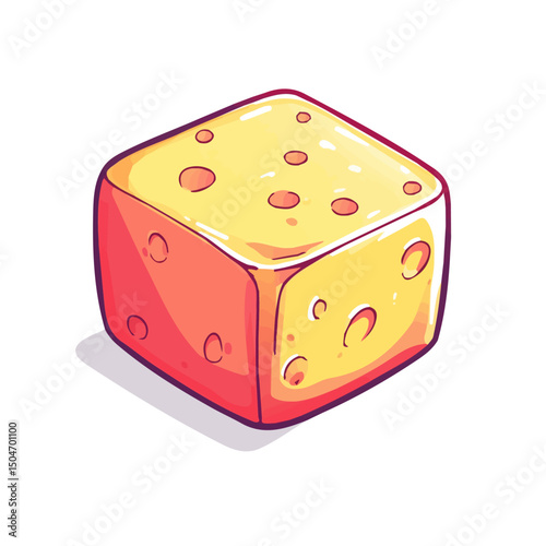 Edam Cheese, 2D isometric flat cartoon vector illustration isolated on white background.