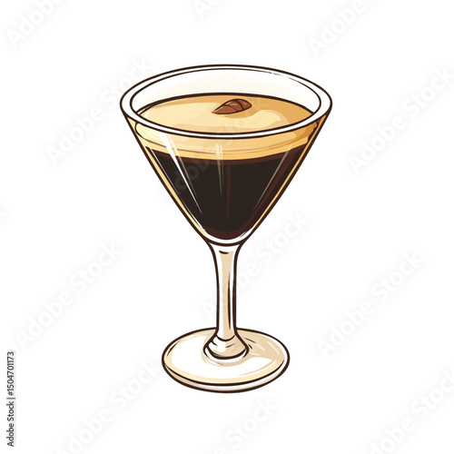 Espresso Martini, flat 2D isometric cartoon vector image isolated on white background.