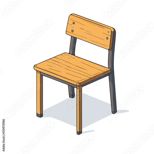 Classroom Chair, 2D isometric flat cartoon vector illustration isolated on white background.
