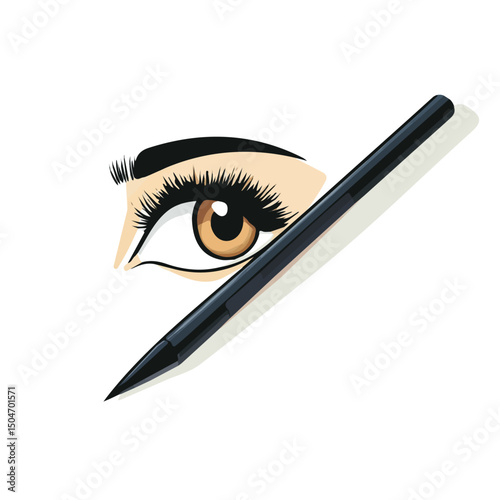 Eyeliner, 2D isometric flat cartoon vector illustration isolated on white background.