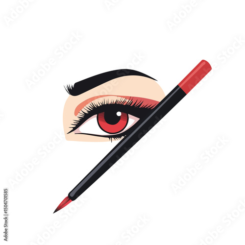 Eyeliner, flat 2D isometric cartoon vector image isolated on white background.