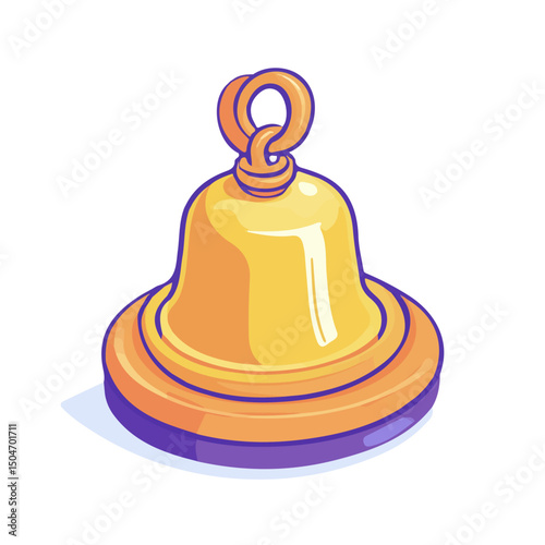 Classroom Bell, vector graphic, 2D flat isometric cartoon illustration on white background.

