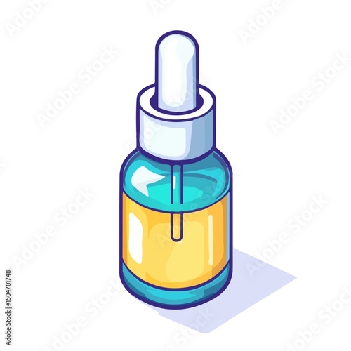 Face Serum, vector graphic, 2D flat isometric cartoon illustration on white background.

