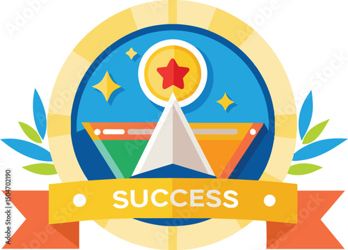 Success Achievement Award Badge Icon Design