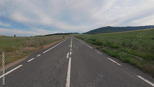 Peaceful Drive Through Sunny Natural Landscape