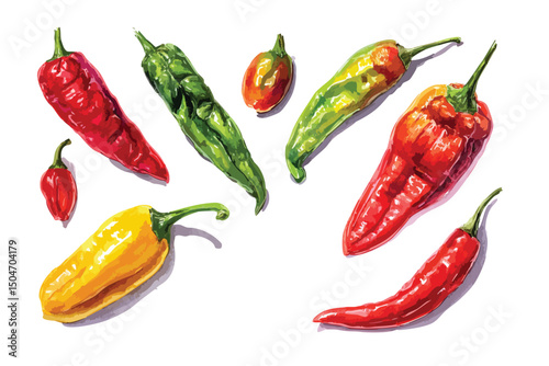 Collection of hot chili peppers