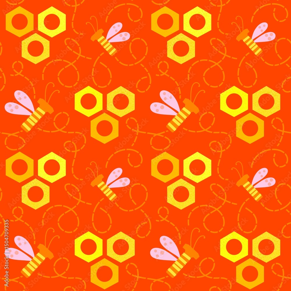 Fototapeta premium Kids seamless bee pattern for fabrics and packaging and gifts and cards and linens and wrapping paper