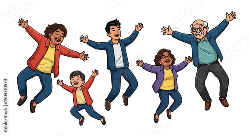 People Levitating Together, Happy and Free Cartoon Set, Vector Art for Inspiration