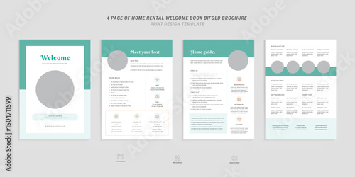 Home rental welcome guide bifold brochure layout template