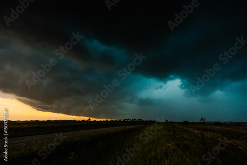 Moody colorful storm clouds drifting overhead