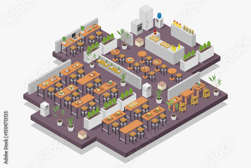 Isometric Food Court