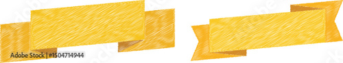 Yellow Ribbon Banners - Vintage Sketch Style Design Elements for Decorative Use on White Background