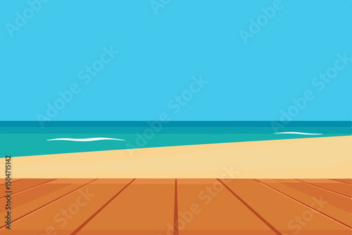 Tropical paradise with a blue sky over the summer ocean and sandy beach
