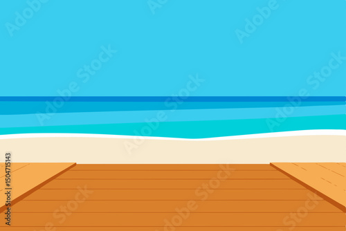 Tropical summer paradise with blue sky, ocean, and sandy beach, a perfect vacation landscape