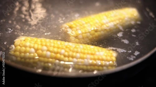 Corn On The Cob Boiling In Water