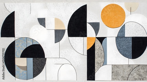 Abstract Geometric Textile Art Midjourney Circles