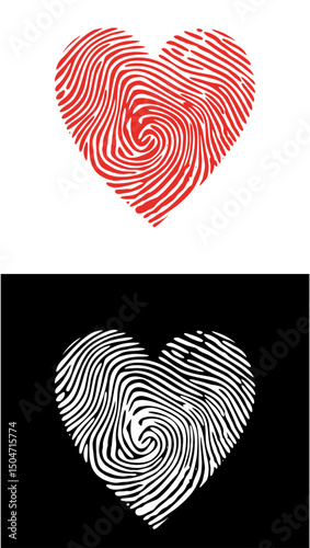 vector illustration of heart fingerprint