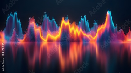 Abstract Data Visualization Colorful Peaks Orange Blue Technology Background