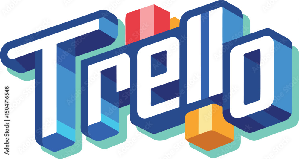 Trello Logo 3D Isometric Design