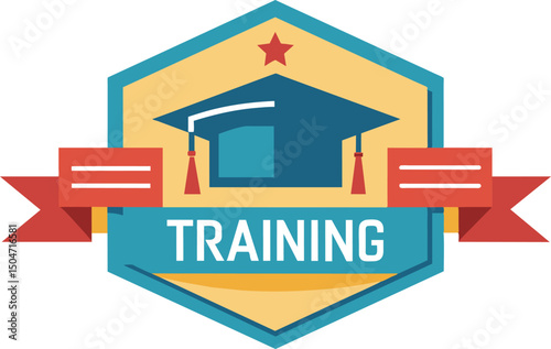 Training Badge Graduation Cap Education Icon