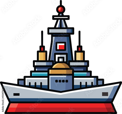 Navy Ship Cartoon Illustration Vector Graphic