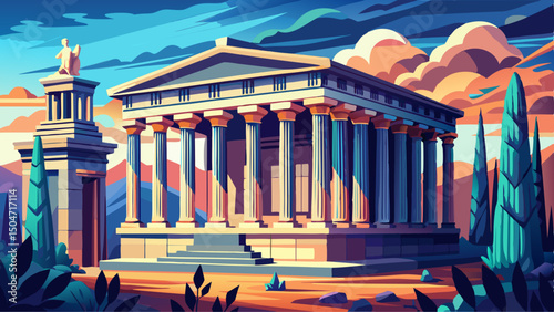 The Erechtheion, an ancient Greek temple on the Acropolis of Athens, stands with its iconic Caryatids, symbolizing classical elegance and spiritual depth in historic Greece’s sacred architecture.