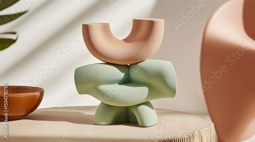 Abstract Pastel Sculpture Stack Minimalist Modern Art