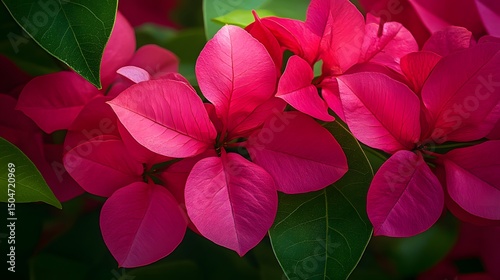 Vibrant Pink Bougainvillea Flowers Close Up Macro Shot