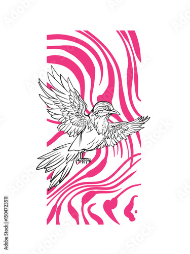phoenix illustration with japanese style background
