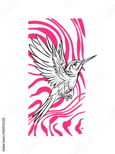 phoenix illustration with japanese style background
