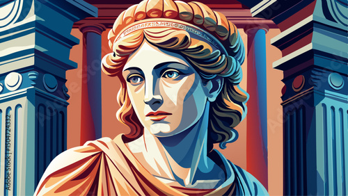 Caryatid sculpture in the Archaeological Museum of Campi Flegrei stands with timeless elegance, showcasing classical Greek artistry. The graceful form reflects ancient beauty, strength, and cultural h