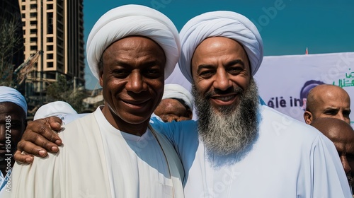 Shiite and Sunni Leaders Unite in Solidarity During Religious Gathering in a Vibrant Urban Setting photo