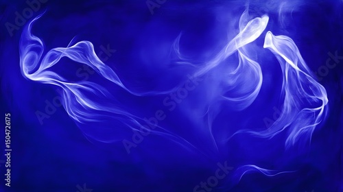 Abstract Blue Smoke Swirls Artistic Background