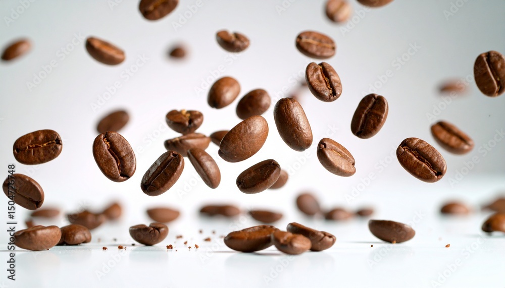 Obraz premium Coffee Beans Bouncing and Scattering Energetically
