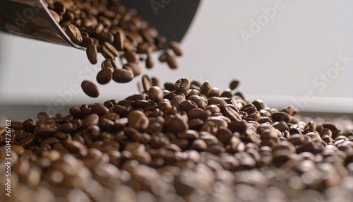 Plakat w ramie Coffee Beans Bouncing and Scattering Energetically