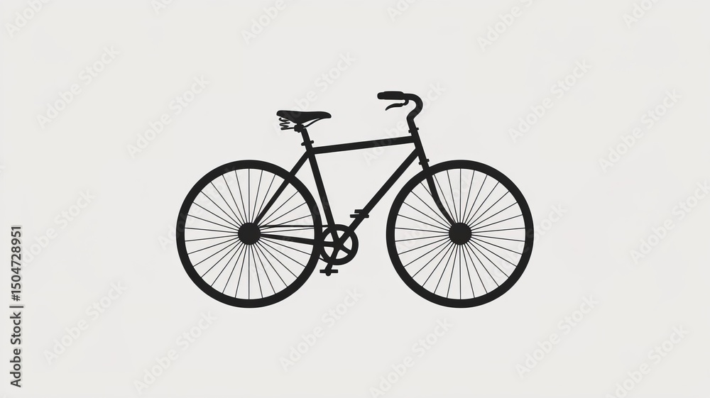 Fototapeta premium A simplistic black bicycle silhouette with a white background in a minimalist design style image