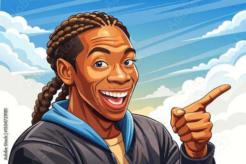 Young braided hair african american boy vector isolated background