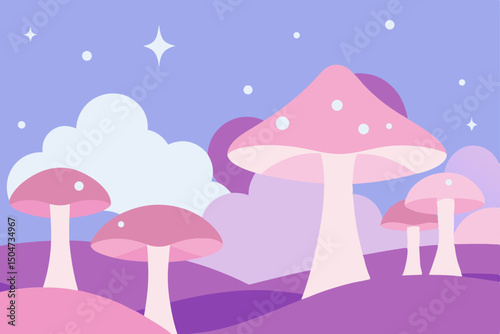 Vector illustration of a cute winter nature forest with snow and trees