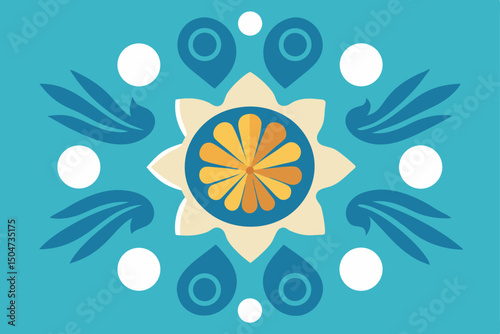 A seamless vector floral pattern featuring a set of four abstract flower designs perfect for spring and summer decoration cards