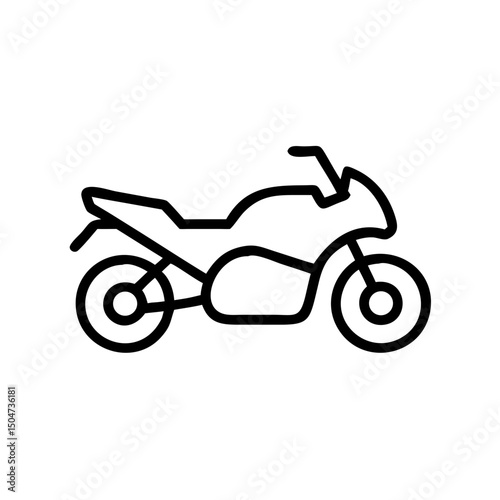 A simple graphic showing a motorcycle with a fairing and visible wheels in a line drawing style