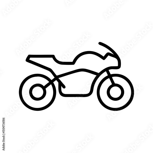 A simple line drawing of a motorcycle with visible tires and frame details shown clearly in black