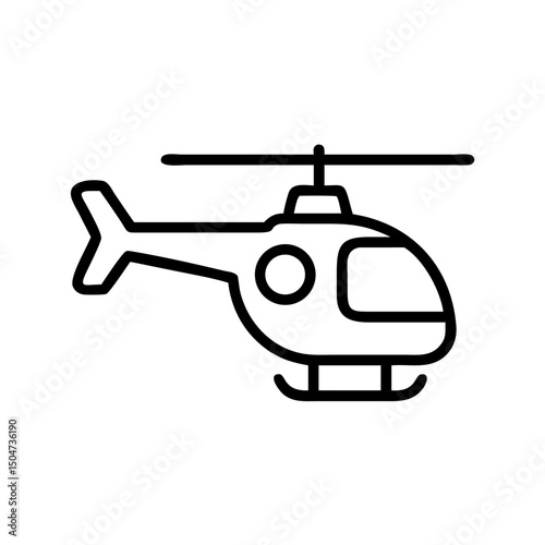Simple depiction of a flying machine with rotor and tail on a white background design style