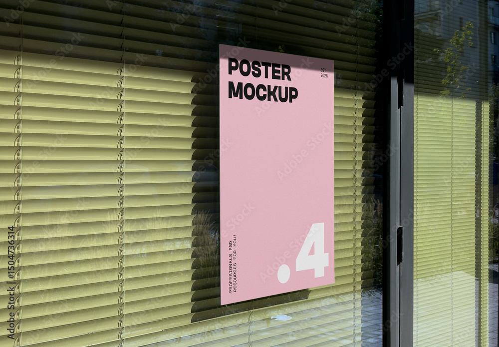 Window Poster Layout Poster on a Window Mockup Stock Template | Adobe Stock