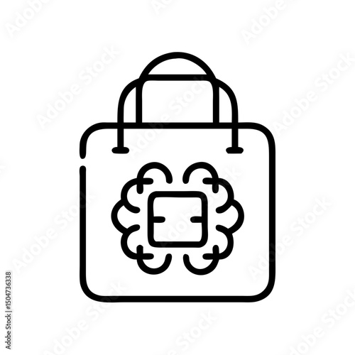 Shopping bag with brain design on it in a simple line drawing style for commercial use cases