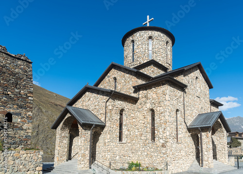 Alan Dormition Monastery on the background of blue sky, natural light